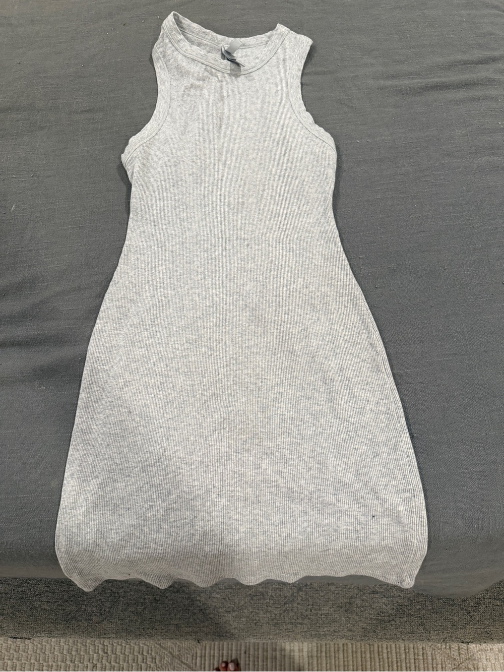 Women's Grey Ribbed Sleeveless Dress